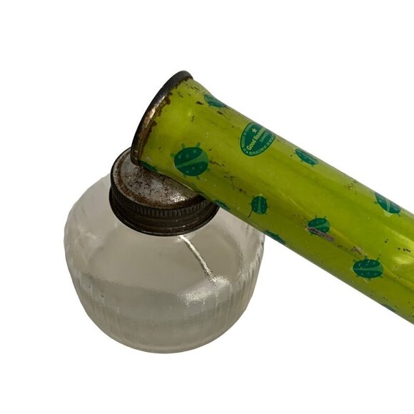 Vintage Hudson Bug Sprayer Can Glass Metal Advertising Green - Picture 3 of 4